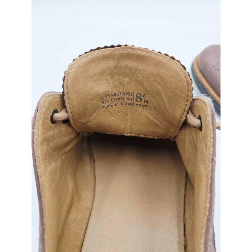 Cole Haan Lunargrand Wingtip Oxford Mens 8.5 Brown‎ Leather Canvas C13973 K14